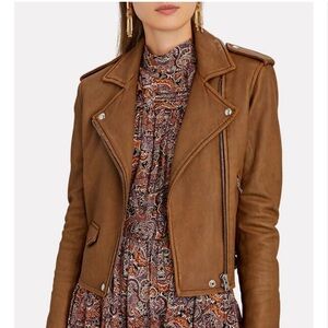 NWT IRO Ashville Cropped Leather Moto Jacket size 38